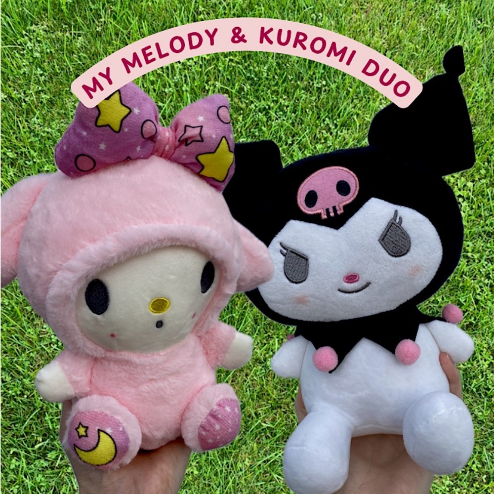 Sanrio My Melody & Kuromi Plush Duo in Pink, Black, White